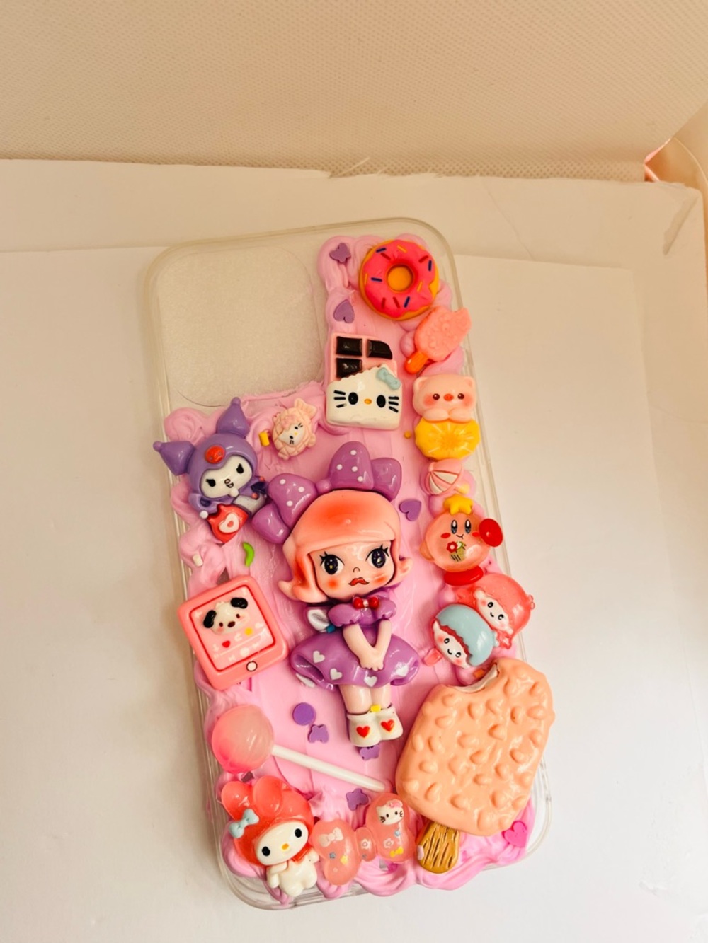 Handmade Cute Kawaii Girl ice cream 🍨 Character Phone Case with Pink Accents - Picture 10 of 10